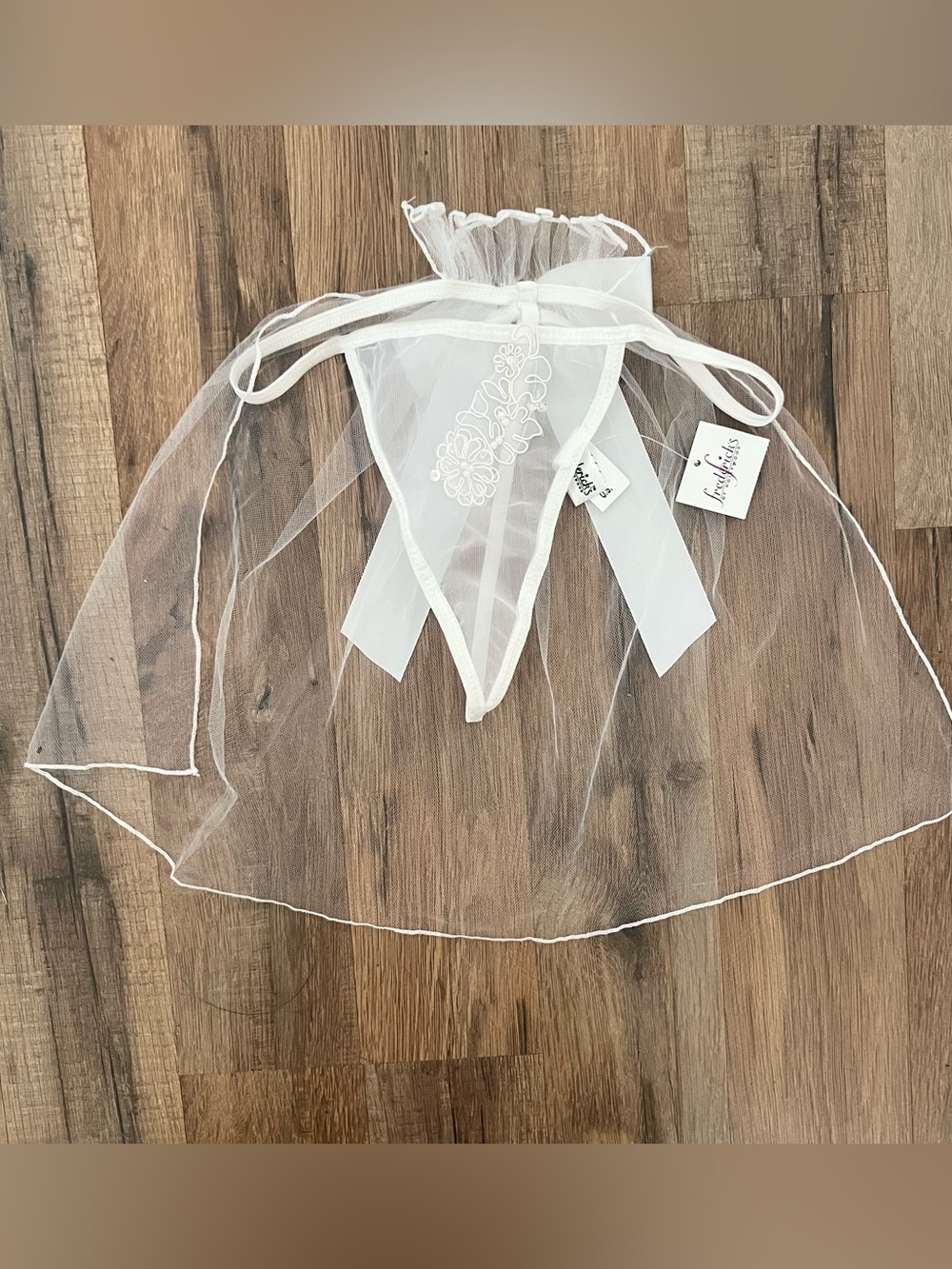 Frederick’s of Hollywood White Veil Bridal Thong Panty NWT